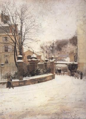 Edouard Castres Snowed up Street in Paris (nn02) china oil painting image